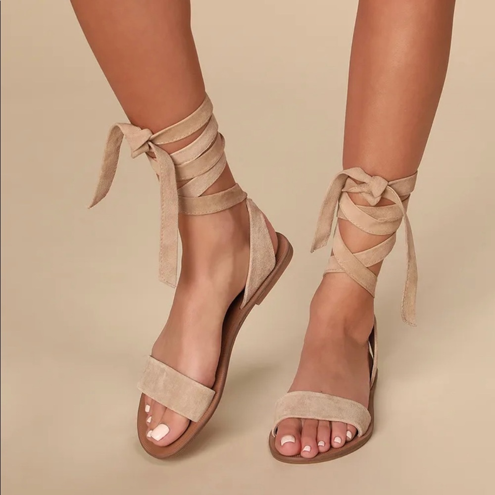 Reputation Taupe Suede Leather Lace-Up
Flat Sandals